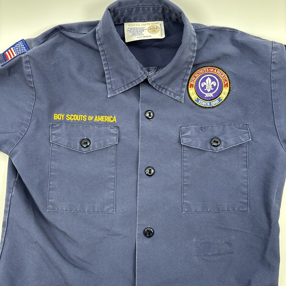 Boy Scouts of America Shirt Youth Medium Blue Uniform Short Sleeve BSA USA